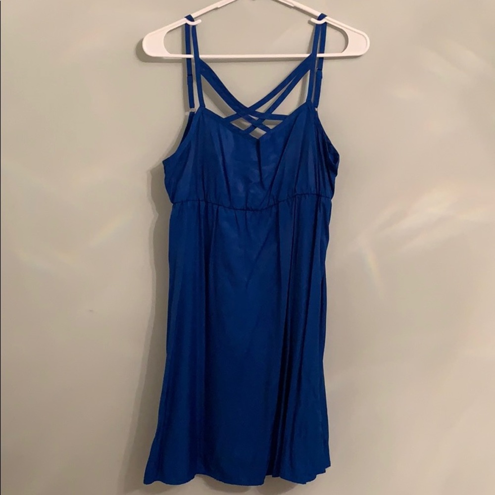Sexy blue satin dress